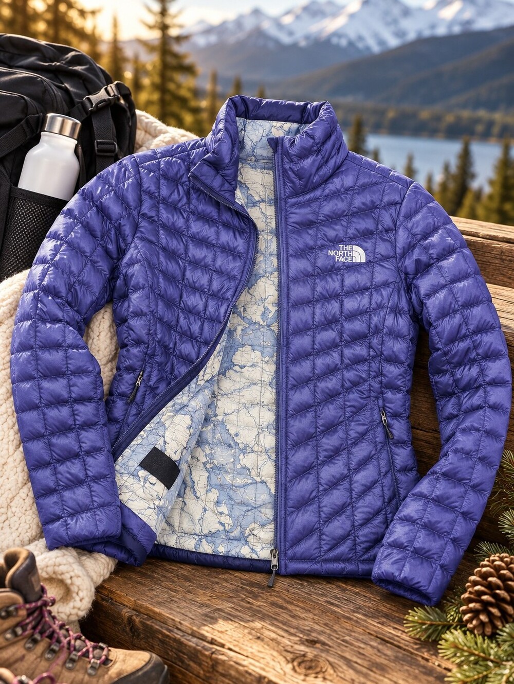 The North Face ThermoBall Purple Quilted Packable Jacket Women’s Small